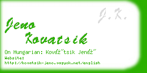 jeno kovatsik business card